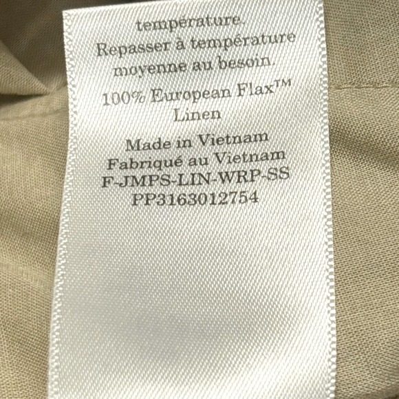 Everlane Womens Size 6 Flax Linen Blend Short Sleeve Jumpsuit Cropped Khaki‎ - Picture 14 of 14